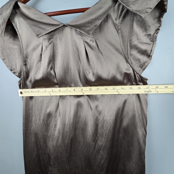 BCBGMAXAZRIA Cocktail Dress Silk Blend Side Pockets Taupe Brown Womens Size S‎ - Picture 14 of 15